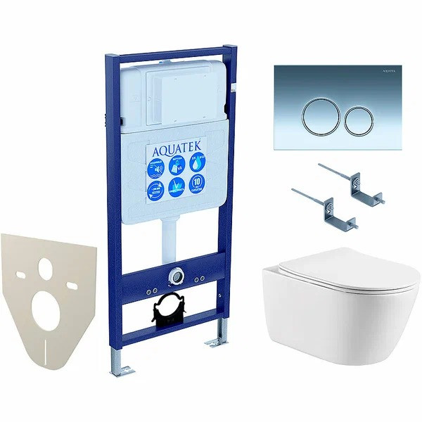 Комплект нсталляция c унитазом Aquatek Оберон KDI18рама Standard INS-0000012 с клавишей KDI-0000018 и крепежом KKI-0000002+унитаз Оберон AQ1363W-00