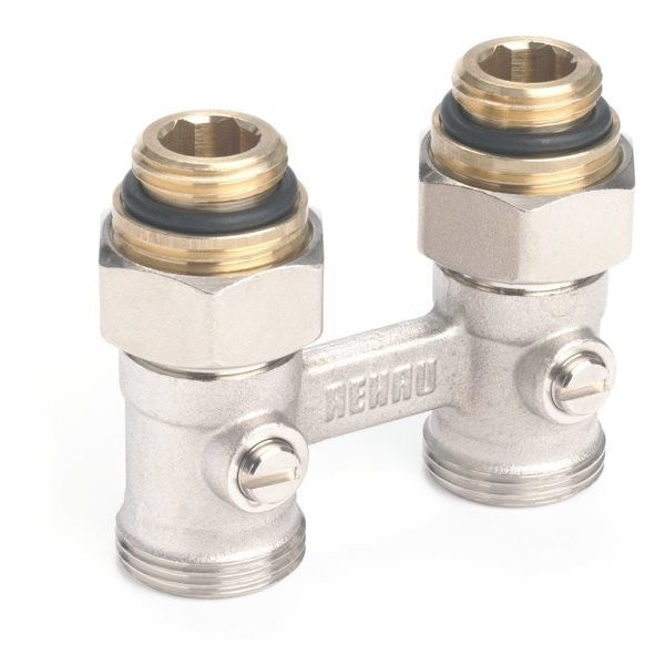 Фитинг двойной Rehau со встроенным шаровым краном 1/2"х3/4" (никель) (12407271001) Фитинг двойной Rehau со встроенным шаровым краном 1/2"х3/4" (никель) (12407271001)