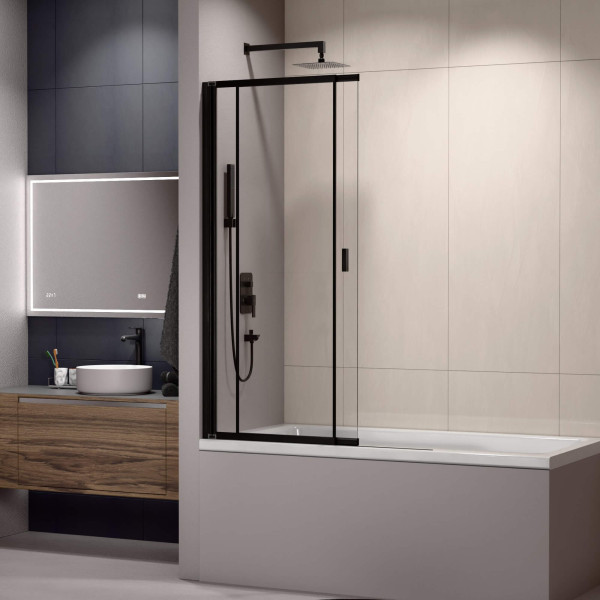 Душевые шторки для ванн RGW Screens 100x150 стекло прозрачное, профиль черный (03114010-14)