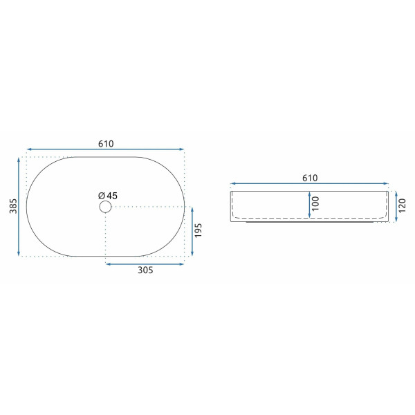 Раковина накладная Rea Nadia 61x38,5 мрамор (REA-U6506)