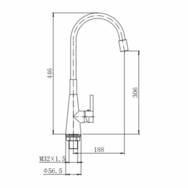 Смеситель для кухни Fashun с гибким изливом хром (A4153+B01)