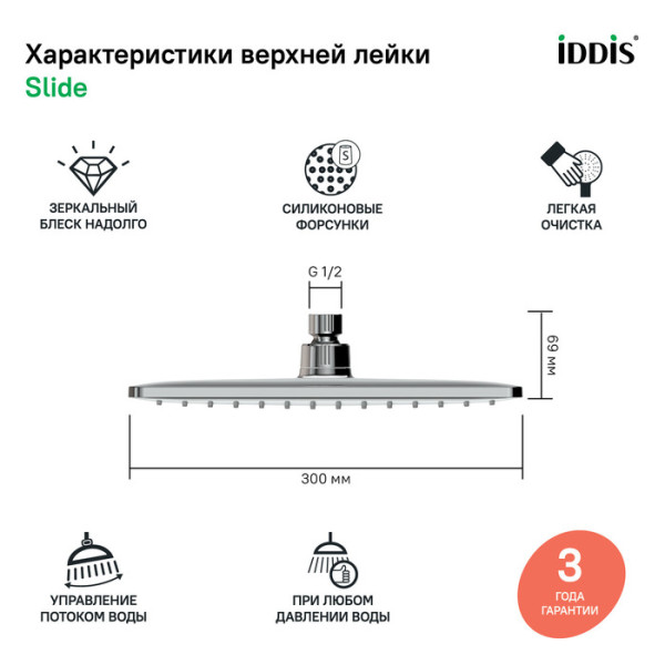 Душ верхний Iddis Slide хром (SLI31CPi64)