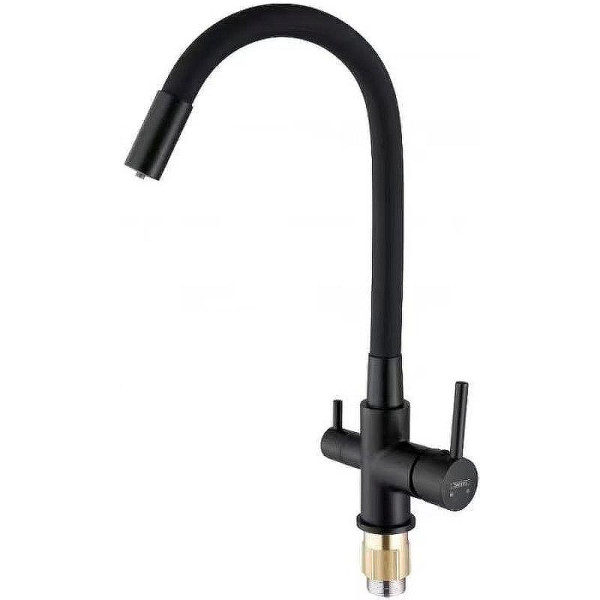 Смеситель для кухни Dlin с гибким изливом, переключатель на фильтр черный (D159315-4A) Смеситель для кухни Dlin с гибким изливом, переключатель на фильтр черный (D159315-4A)