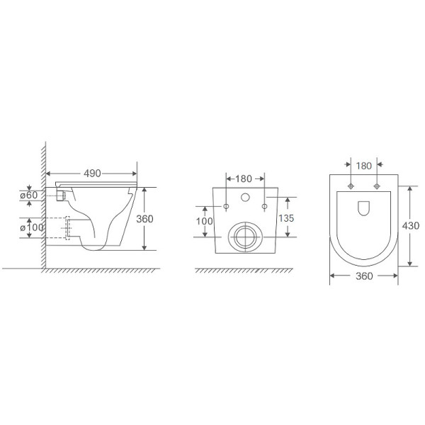 Унитаз подвесной Berges Vita 490x360x360 белый (082255) Унитаз подвесной Berges Vita 490x360x360 белый (082255)