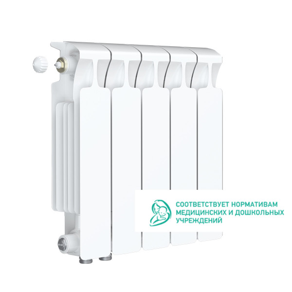 Радиатор биметаллический Rifar Monolit Ventil L 350 (5 секции, НП лев подкл. 50 мм.) (RM35005VL) Радиатор биметаллический Rifar Monolit Ventil L 350 (5 секции, НП лев подкл. 50 мм.) (RM35005VL)