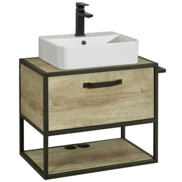 Тумба Aquaton Лофт Фабрик 65 Дуб Эндгрейн/1WH501709 Раковина Одри Soft (квадрат)/1A242903LTDU0 Столешница Дуб Эндгрейн (1A2423K2LTDU0)