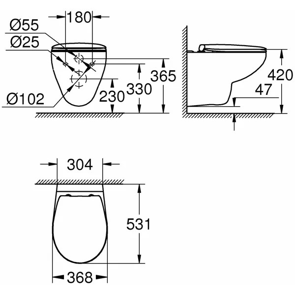 Унитаз подвесной Grohe Bau Ceramic (белый) Унитаз подвесной Grohe Bau Ceramic (белый)