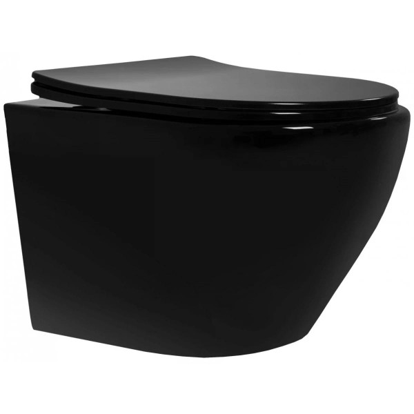 Унитаз подвесной безободковый Rea Carlo mini Black черный (REA-C8936)