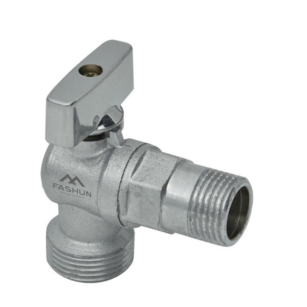 Кран шаровый угловой Fashun 1/2"*3/4" для подключ. гидротехнич. бытовых приборов (A216)
