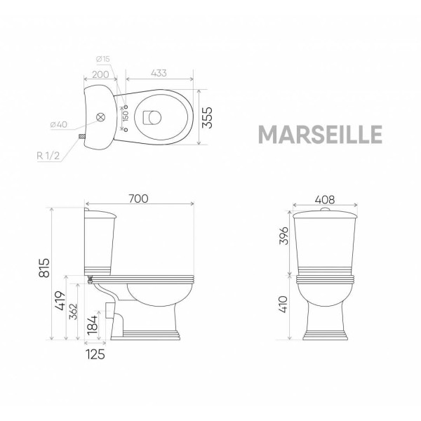 Унитаз напольный Creo Marseille с сиденьем микролифт (COMBO-MA1002)