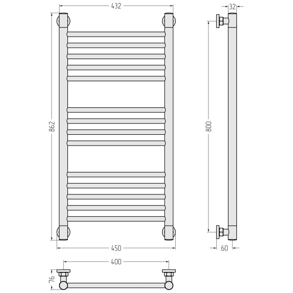 Полотенцесушитель водяной Сунержа Богема + 800x400 матовый белый (30-0220-8040)