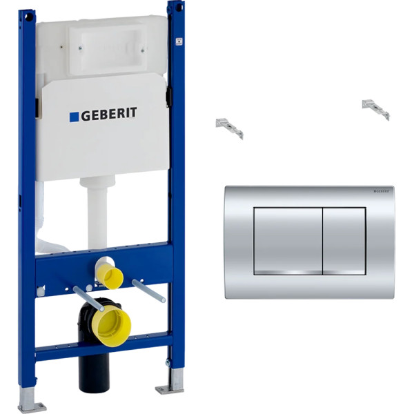 Инсталляция для подвесного Geberit Duofix со смывным бачком Delta, смывная клавиша Delta30, хром глянец (458.163.21.1)