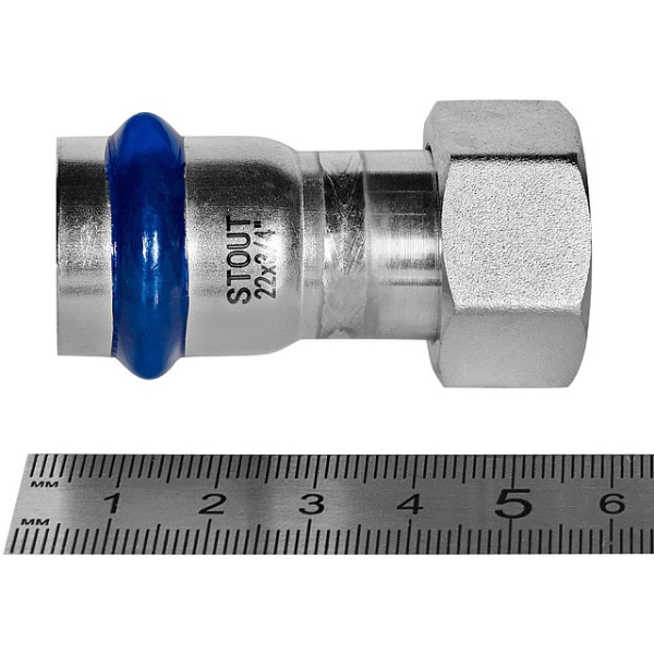 Переход 22х3/4"B с накидной гайкой Stout SSS-2026 ВПр-ВР (нерж.ст., пресс) SSS-2026-002234 Переход 22х3/4"B с накидной гайкой Stout SSS-2026 ВПр-ВР (нерж.ст., пресс) SSS-2026-002234