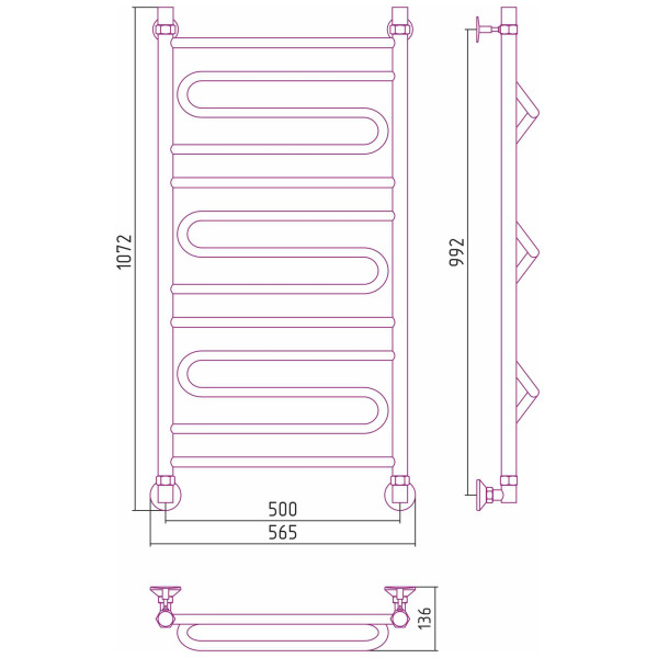 Полотенцесушитель водяной Стилье Аксиома-30 1000х500 хром (00663-1050) Полотенцесушитель водяной Стилье Аксиома-30 1000х500 хром (00663-1050)