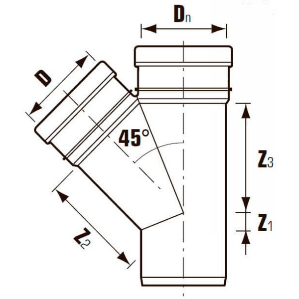 Тройник Хемкор для наружной канализации НПВХ 200*160*45