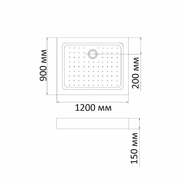 Душевой поддон BandHours Rectangular 912-Tray 90х120х15 белый