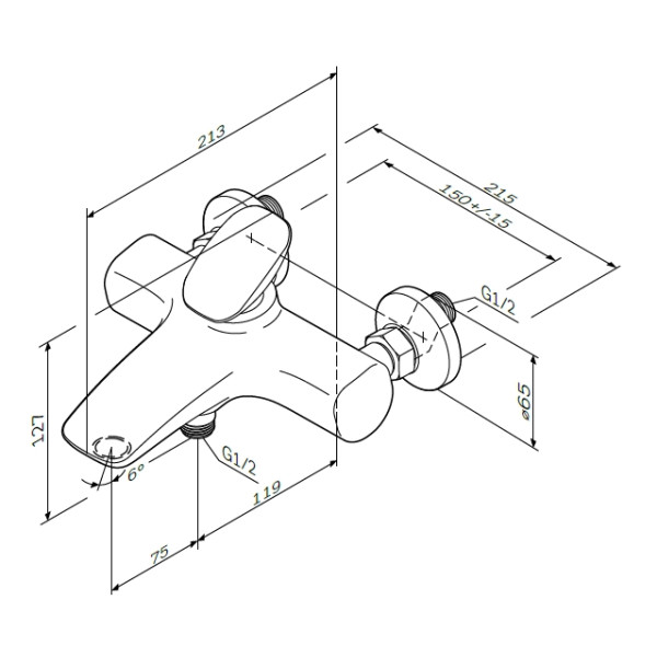 Смеситель для ванны и душа AM.PM Spirit V2.0 хром (F70A10000) Смеситель для ванны и душа AM.PM Spirit V2.0 хром (F70A10000)
