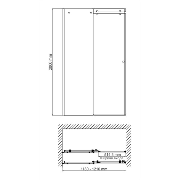 Душевая дверь WasserKraft Vils 120*200 стекло прозрачное, профиль хром (56R05)