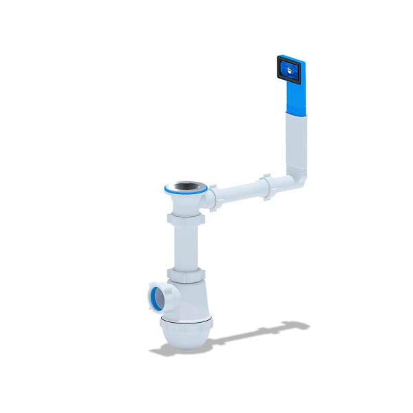 Сифон 40 мм. бутылочный АНИ "Грот" с выпуском 1 1/2"*70 мм., с жестким прямоугольным переливом АНИ пласт (A0140)