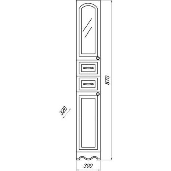 Пенал напольный Melodia Прованс 30 DB2 200x30 ясень белый Glass (MFR79449AW)