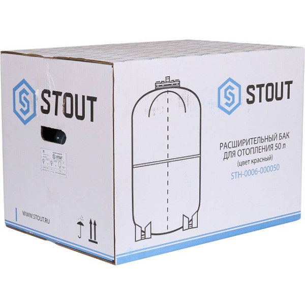 Бак расширительный для систем отопления Stout 50 л. (6 бар, красный) (STH-0006-000050)