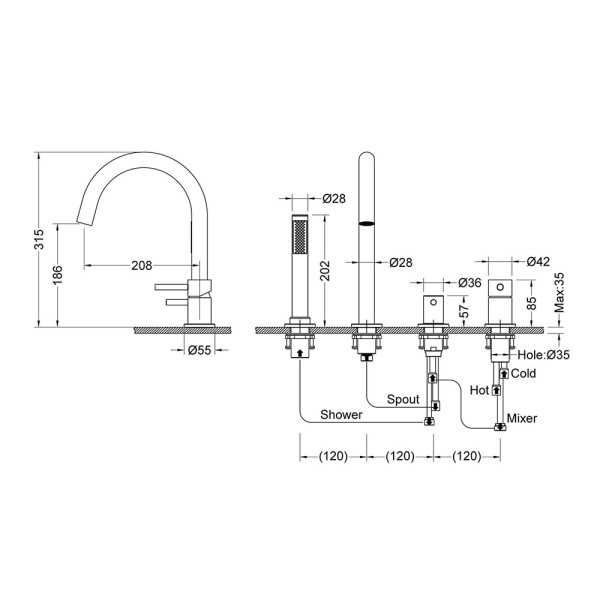 Смеситель на борт ванны Timo Saona золото матовое (2320/17Y) Смеситель на борт ванны Timo Saona золото матовое (2320/17Y)