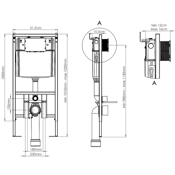Инсталляция для подвесного унитаза Loranto Prestige без кнопки (4551)