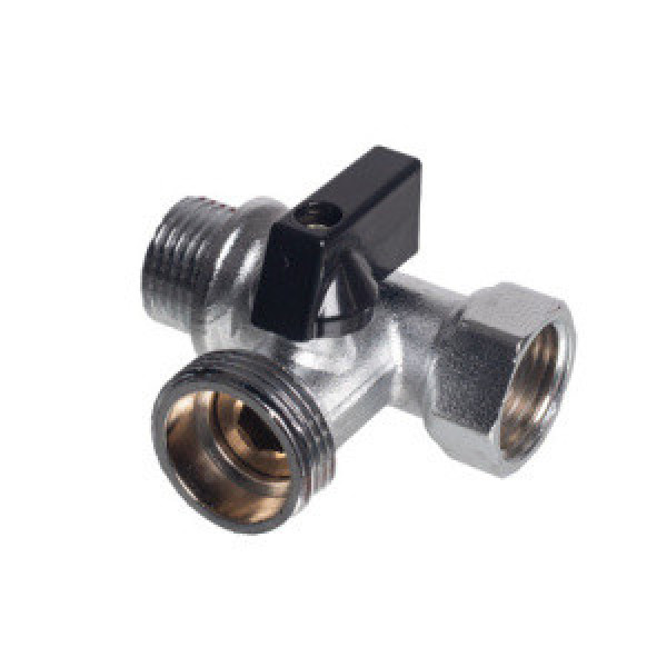 Кран проходной 1/2"*3/4"*1/2" НВ шаровый Kromwell никель (KW.291.20405)