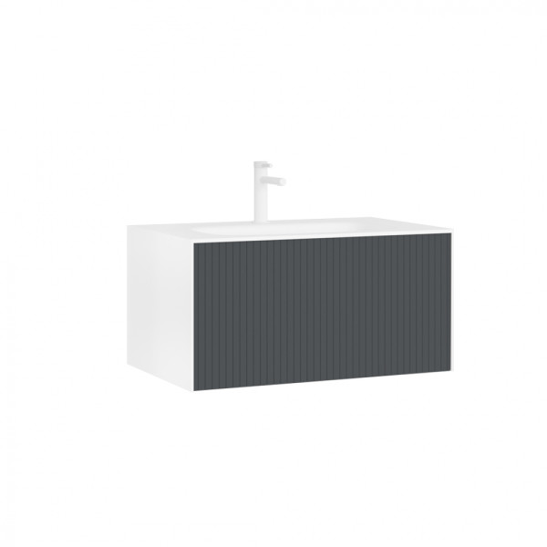 Тумба подвесная Orka Cube 800x490x400 с раковиной антрацит матовый (3000371)