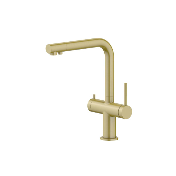 Смеситель для кухни Aquatek Европа с подключением к фильтру питьевой воды, шлифованное золото (AQ1385BG)
