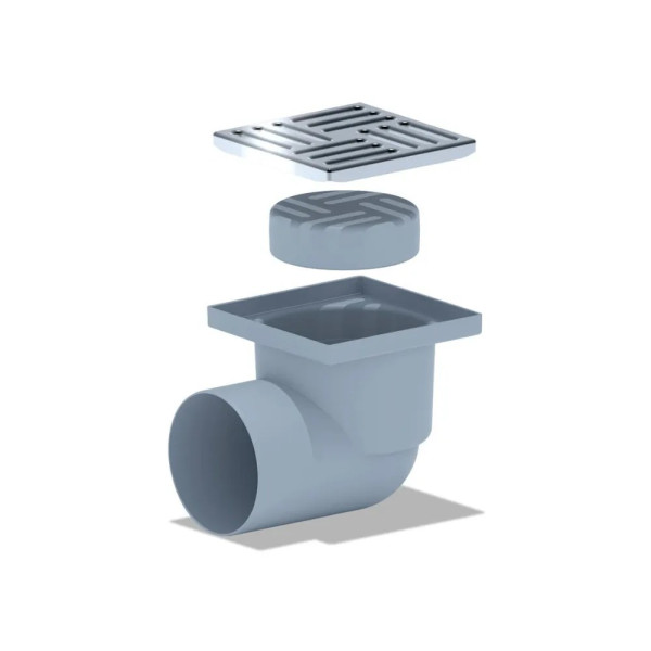 Трап горизонтальный 110 мм. (150*150) АНИ нерегулируемый, с сухим затвором (решетка нерж.ст.) АНИ пласт (TQ1112)