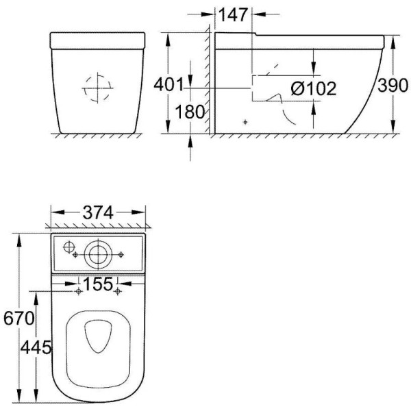 Унитаз напольный Grohe Euro Ceramic (белый)