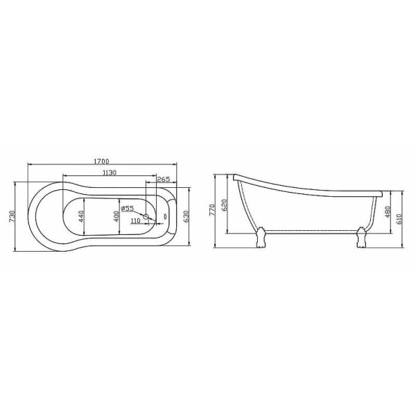 Ванна акриловая BelBagno 168x72 белая (BB20-170)