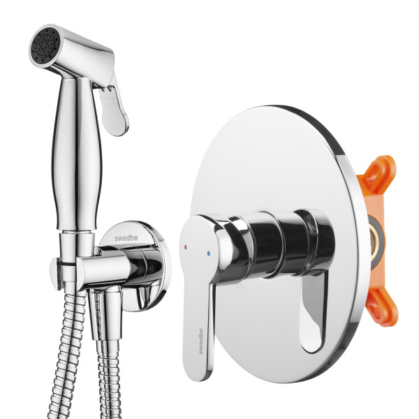 Смеситель с гигиеническим душем Swedbe Platta встраиваемый хром (5524)