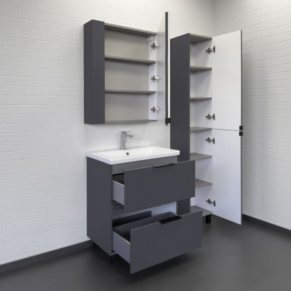 Тумба напольная Comforty Лима 700x850x450 антрацит матовый с раковиной (00-00019179) Тумба напольная Comforty Лима 700x850x450 антрацит матовый с раковиной (00-00019179)