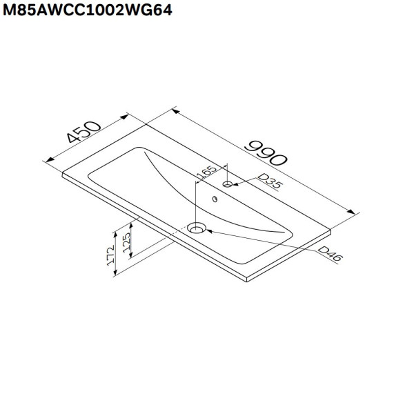 Раковина мебельная AM.PM X-Joy 100x45 белый глянец (M85AWCC1002WG64)