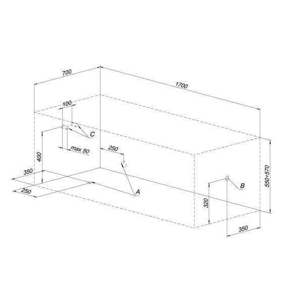 Ванна акриловая Aquanet Dali 170х70 без гидромассажа Ванна акриловая Aquanet Dali 170х70 без гидромассажа