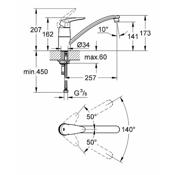 Смеситель для кухни Grohe Eurodisc (33770001)