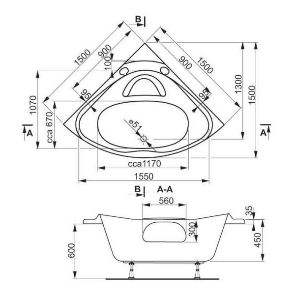 Ванна акриловая VagnerPlast Athena 150 150х150х45 (VPBA150ATH3E-04)