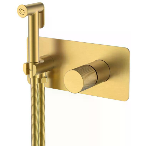 Смеситель с гигиеническим душем Boheme Stick MG (золото-матовый) (127-MG.4)
