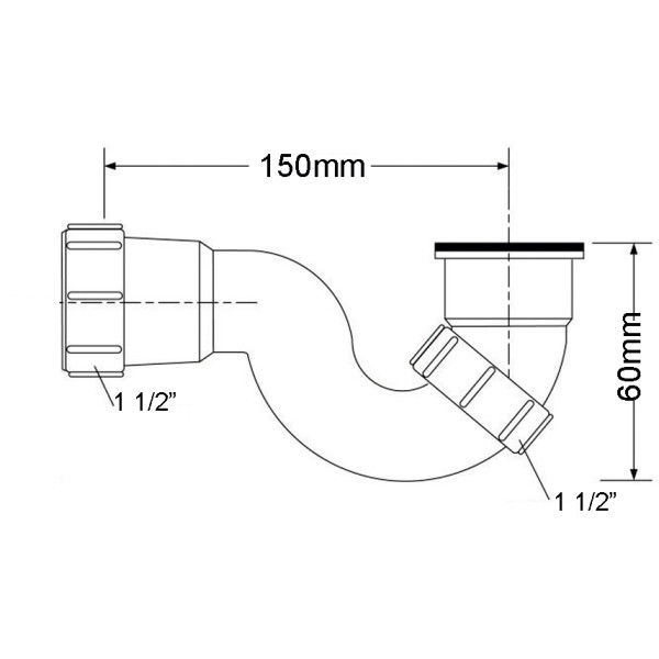 Сифон для душевого поддона McAlpine 1 1/2"*40 мм без выпуска  (H 60 мм) (MRB6)