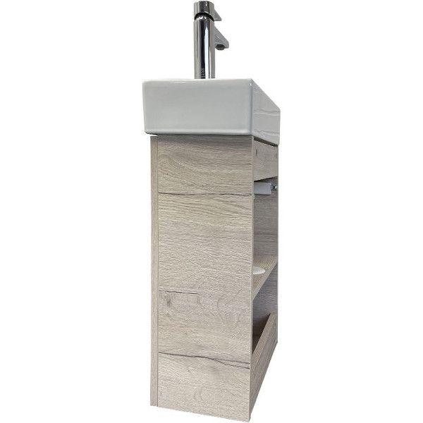 Тумба подвесная с раковиной Comforty Асти 400x220x700 дуб дымчатый (00-00013798)