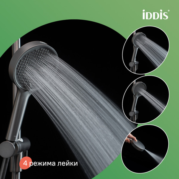 Лейка душевая Aiger графит матовый Iddis (AIG4FG0i18)
