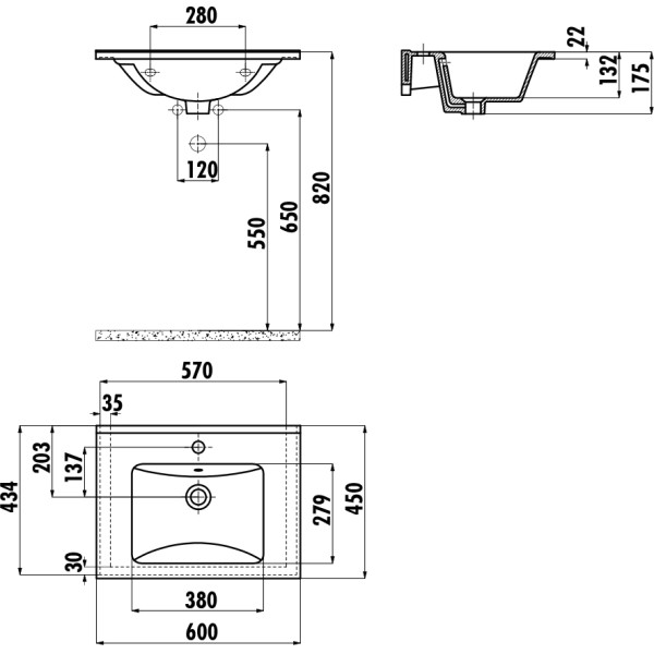 Раковина мебельная Creavit Su 60x45 белая (SU060-00CB00E-0000)