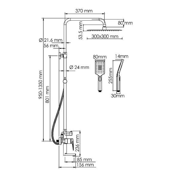 Душевая система WasserKRAFT золотой (A155.260.201.BG)