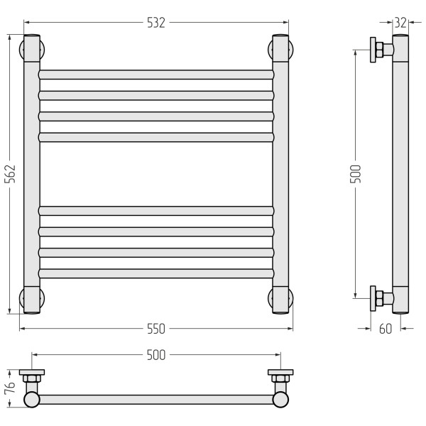 Полотенцесушитель водяной Сунержа Богема + 500x500 матовый черный (31-0220-5050)