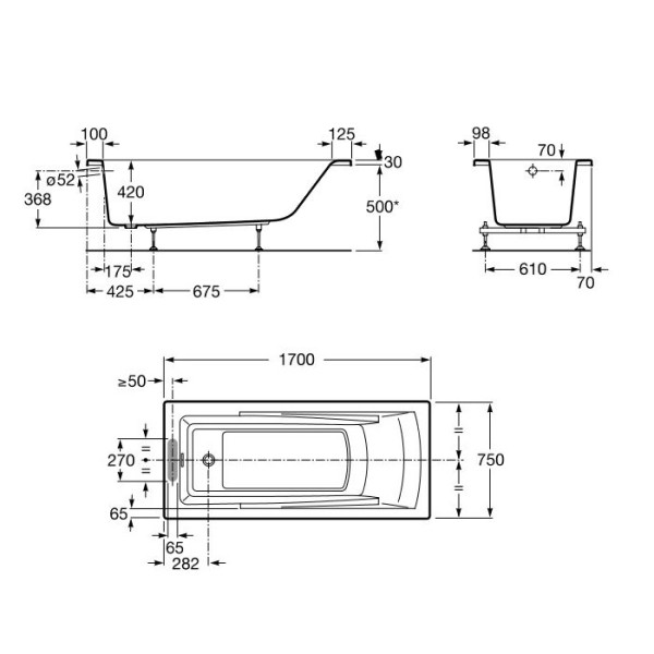 Ванна акриловая Roca Hall 170х75 (ZRU9302768) Ванна акриловая Roca Hall 170х75 (ZRU9302768)