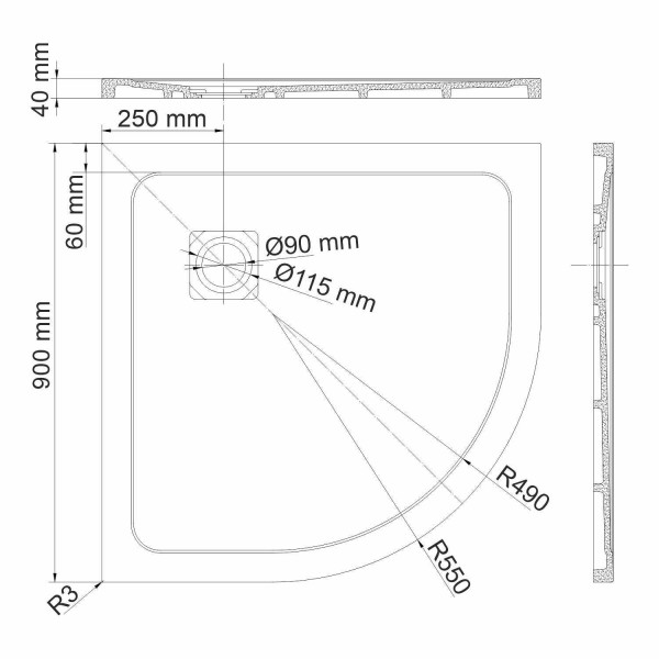 Душевой поддон Wasser Kraft Neime 90x90 (9070206)