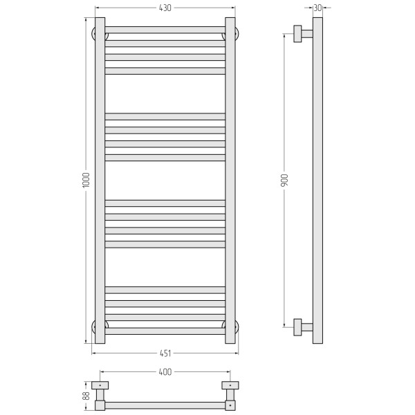 Полотенцесушитель водяной Сунержа Модус PRO 1000х400 хром (00-0450-1040)