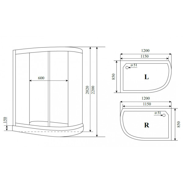 Душевая кабина Timo T-1102P R 120x85x220 стекло тонированное, профиль хром (T-1102P R)